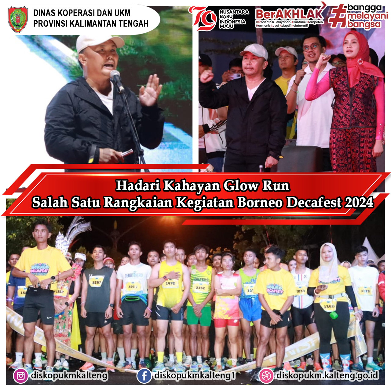 Hadari Kahayan Glow Run sebagai salah satu rangkaian kegiatan Borneo Decafest 2024