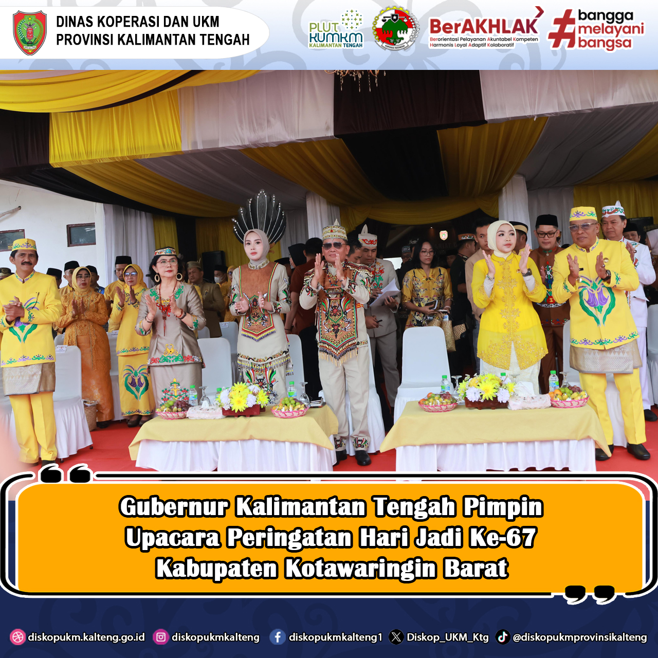 Gubernur Kalimantan Tengah Pimpin Upacara Peringatan Hari Jadi Ke-67 Kabupaten Kotawaringin Barat