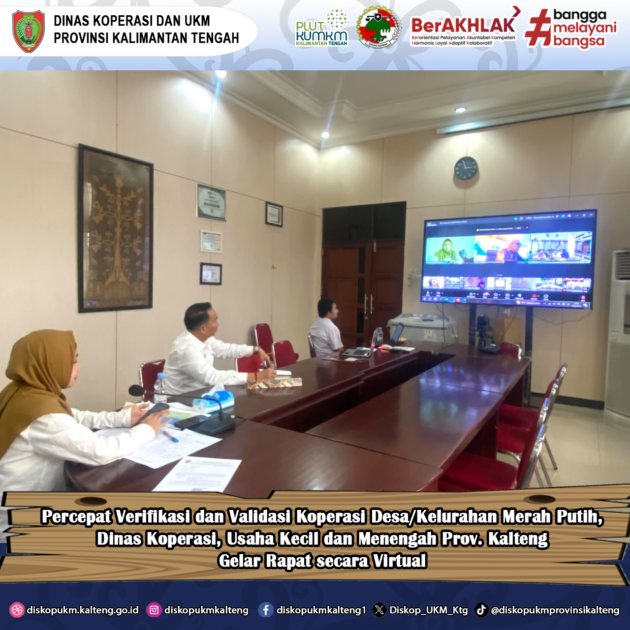 Percepat Verifikasi dan Validasi KDKMP, Dinas Koperasi, Usaha Kecil dan Menengah Provinsi Kalimantan Tengah Gelar Rapat secara Virtual