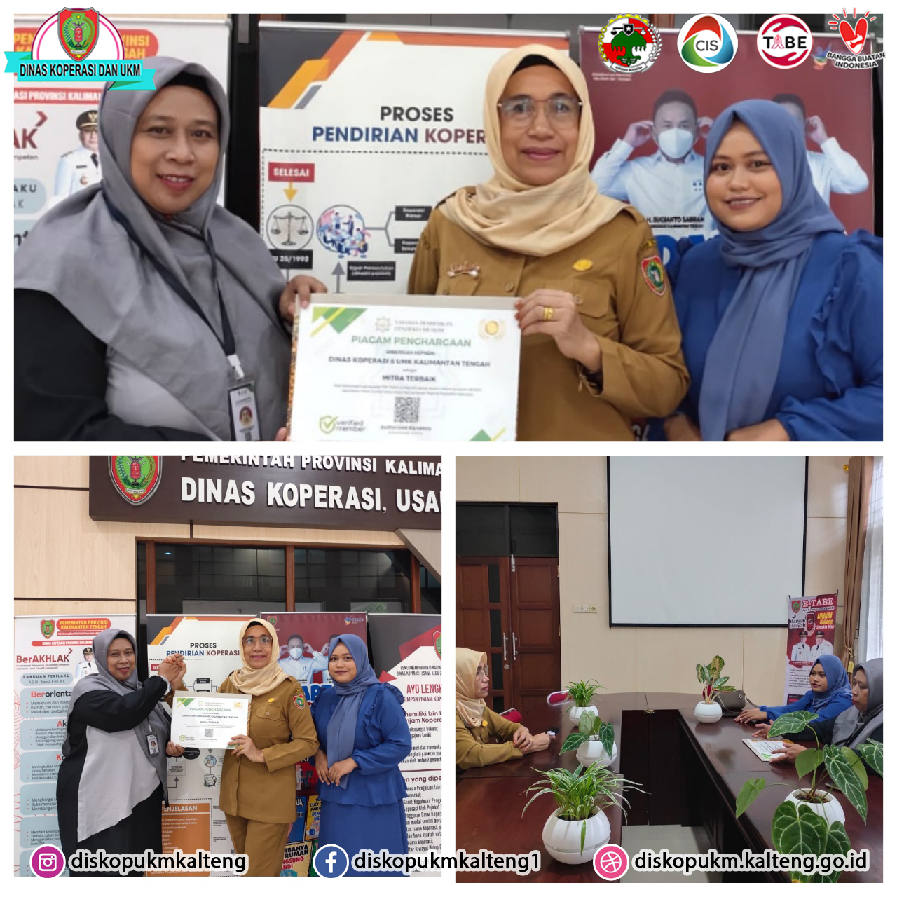 Dinas Koperasi, Usaha Kecil dan Menengah Provinsi Kalimantan Tengah menerima penghargaan sebagai \"Mitra Terbaik\" dari P3H Halal Center Cendekia Musl