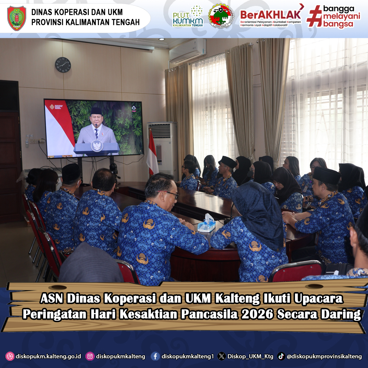 ASN Dinas Koperasi dan UKM Kalteng Ikuti Upacara Peringatan Hari Kesaktian Pancasila 2026 Secara Daring