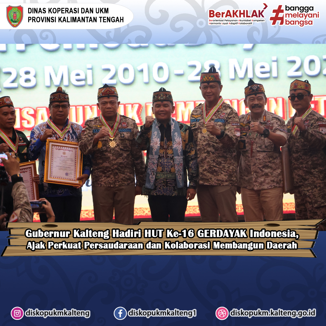 Gubernur Kalteng Hadiri HUT Ke-16 GERDAYAK Indonesia, Ajak Perkuat Persaudaraan dan Kolaborasi Membangun Daerah