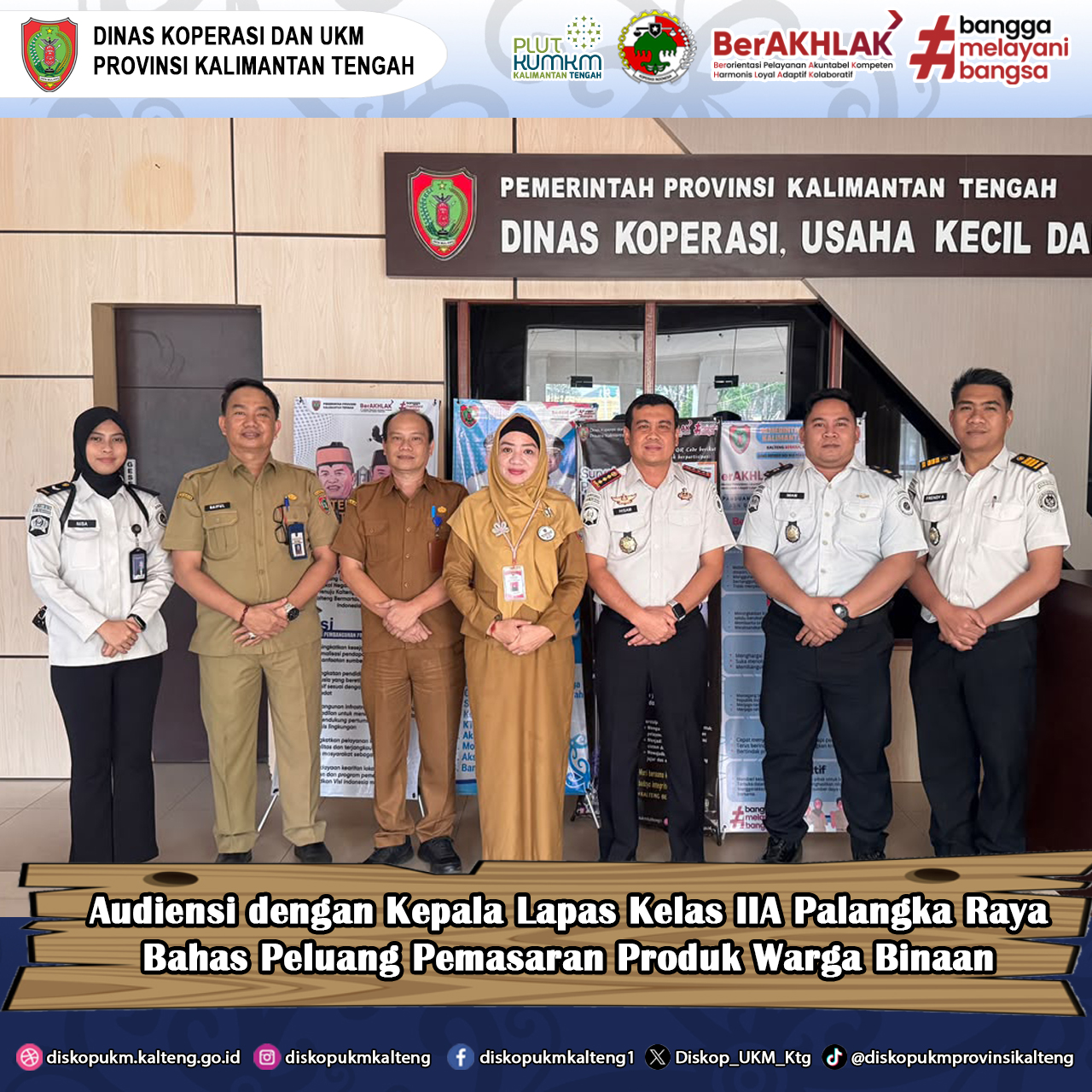 Kepala Lapas Kelas IIA Palangka Raya Audiensi dengan Dinas Koperasi dan UKM Provinsi Kalimantan Tengah Bahas Pelatihan Pemasaran Produk Warga Binaan
