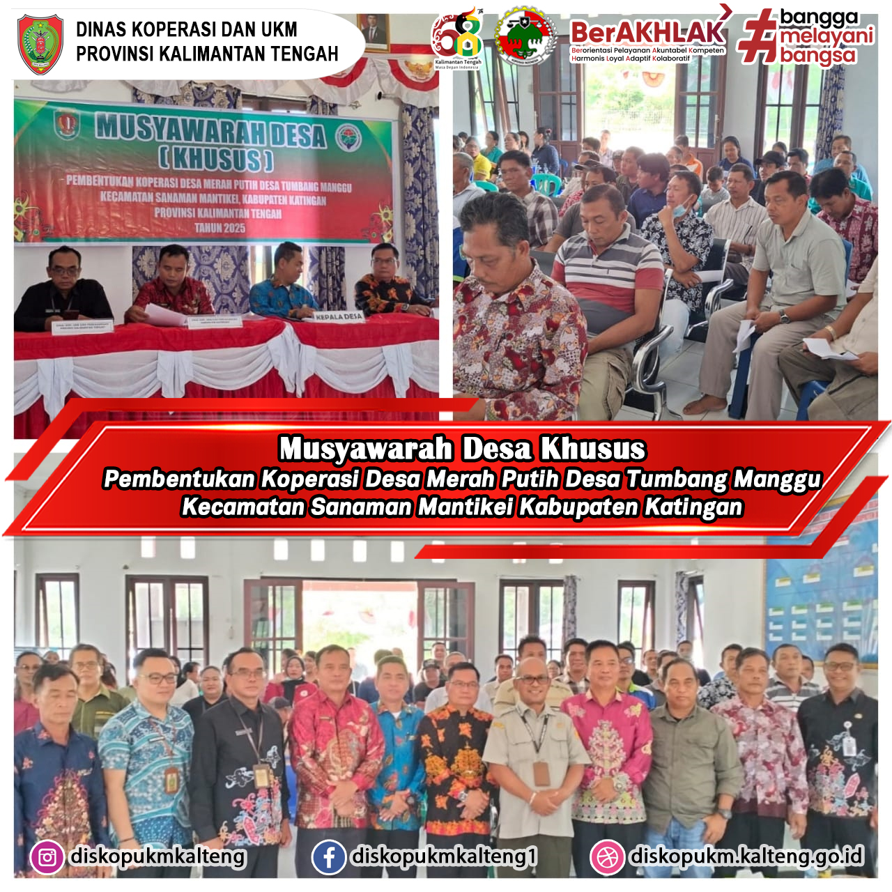 Musyawarah Desa Khusus untuk Pembentukan Koperasi Merah Putih Desa Tumbang Manggu Kecamatan Sanaman Mantikei, Kabupaten Katingan