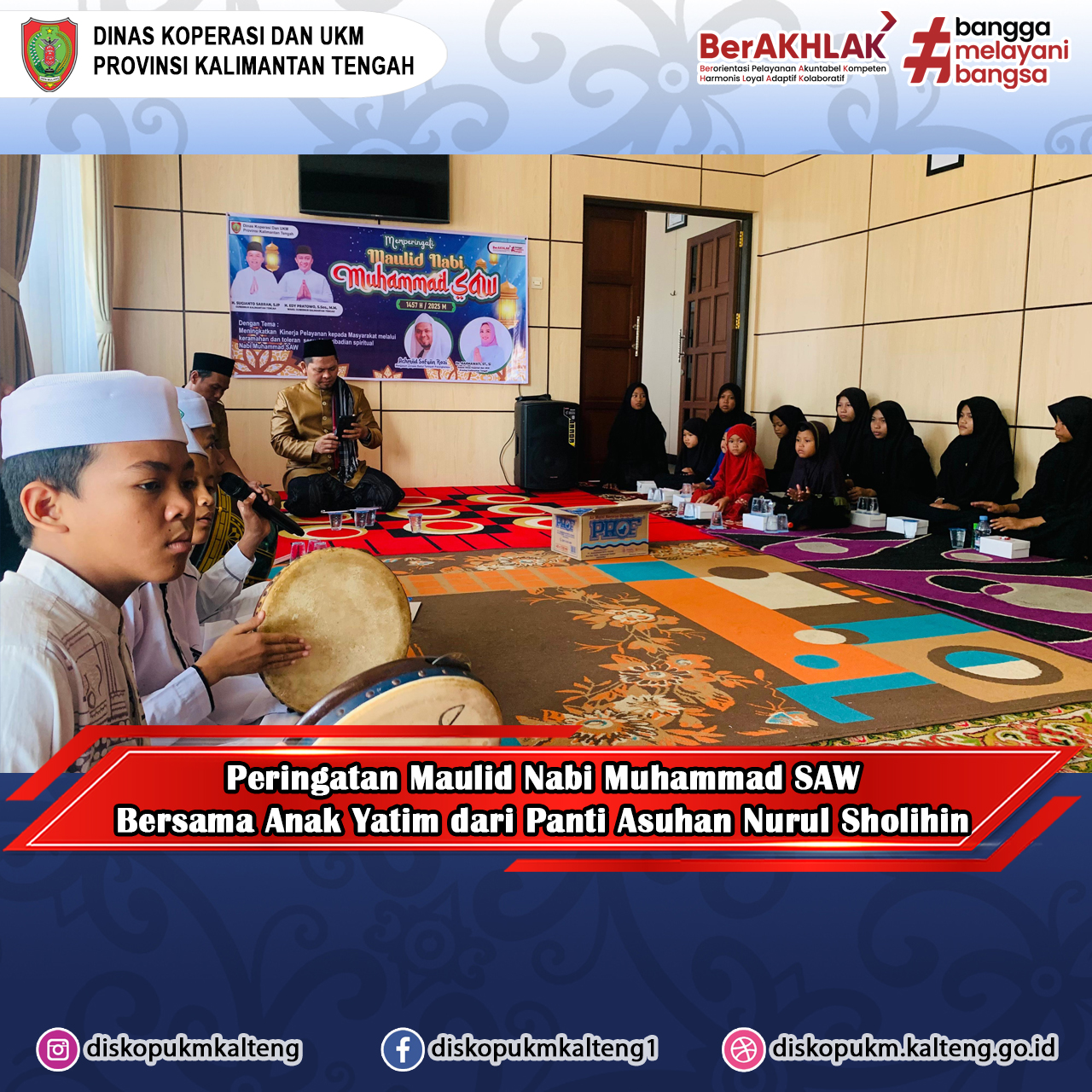 Dinas Koperasi dan UKM Kalteng Gelar Peringatan Maulid Nabi Muhammad SAW Bersama Anak Yatim