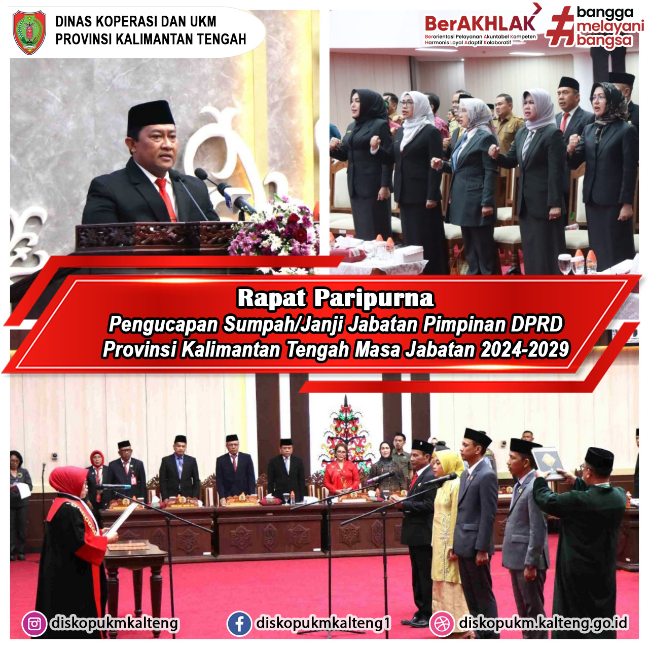 Rapat Paripurna Pengucapan Sumpah/Janji Jabatan Pimpinan DPRD Prov. Kalteng Masa Jabatan 2024-2029