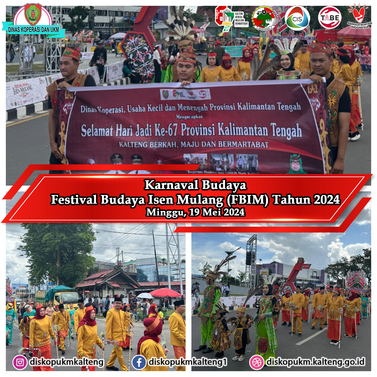 Dinas Koperasi, Usaha Kecil dan Menengah Provinsi Kalimantan Tengah turut serta memeriahkan Karnaval Budaya Festival Budaya Isen Mulang Tahun 2024